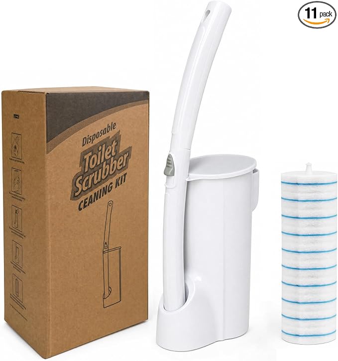 Disposable Toilet Cleaning Wand Starter Kit with 10 Refill Sticks, Wall-Mounted Touchless Set, Compatible with Clorox Toilet Wand Refills, for Bathroom Toilets