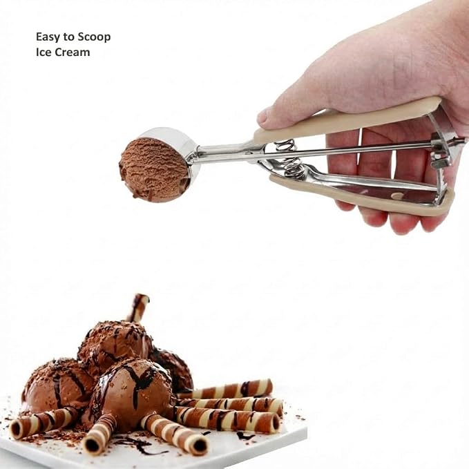 Cookie Scoop, Ice Cream Scoop, 2 Tbsp/ 30 ml/ 1 oz Cookie Scoops for Baking, 18/8 Stainless Steel Cookie Scooper for Baking, Ice Cream Scooper with Trigger Release, Cookie Dough Scoop (Brown)
