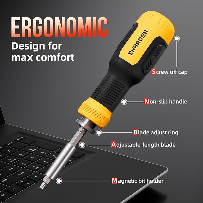 Multi ScrewDriver Set 26 in 1 All in One Adjustable Screw Driver | Telescoping Screw Driver with 12 Double Ended CRV Bits Phillips Slotted Torx Hex Portable Repair Kit for Home Bike Computer