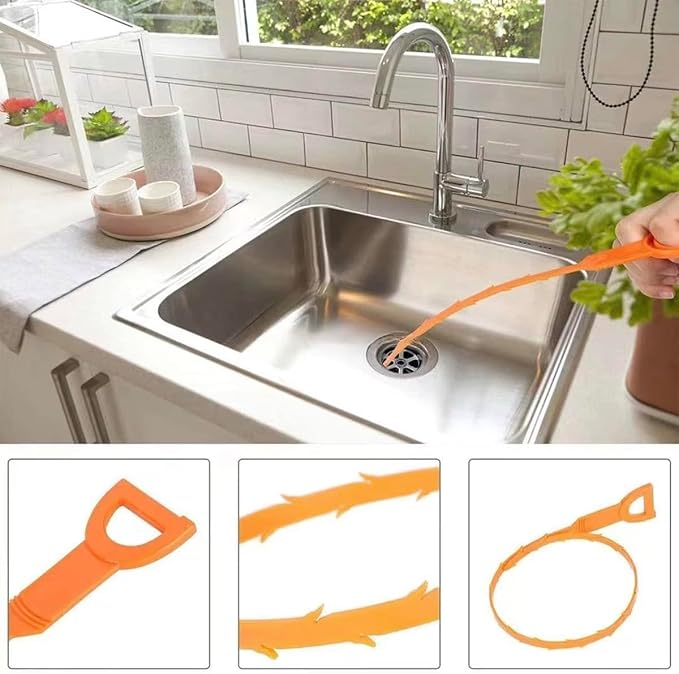 Drain Cleaning Tool Set, 79" Extra-Long Drain Clog Remover, (6pcs) 25" Hair Drain Snakes, (2pcs) 25" Cleaning Brushes for Sink, Tub, Toilet & Sewer, (9-Pieces Tool Set)