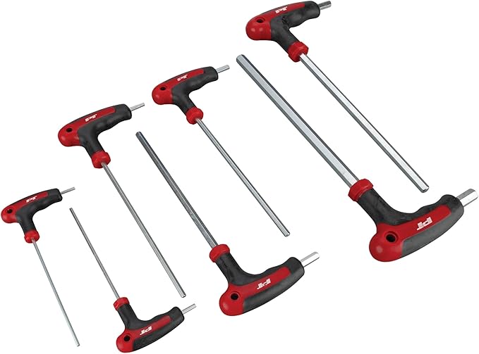 Performance Tool W1711 7-Piece SAE T-Handle Hex Key Set | Through-handle hex wrenches with non-slip molded grips. Dual drive ends. SAE sizes 3/32 to 3/8 inch