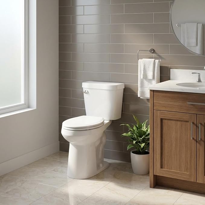 Two Piece Elongated Toilet, ADA 21" Comfort Height with Side Press Flush, 12" Rough-In, Powerful Flushing System & Under-Locking Lid, White