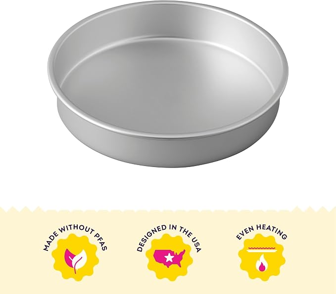 Wilton Aluminum Bakeware Round Tiered Cake Pan - Made from Natural Anodized Aluminum - Durable Cake Pan with Even Heat Distribution - Reduces Over-Baking - 10 x 2 Inch