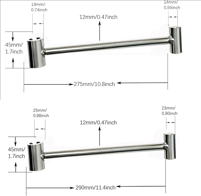 Industrial Door Hinge Gap Adjusting Wrench Tool Kit, Sliver, Steel, Plated, 14-19mm & 23-25mm Hinge Gap Adjusting Wrench