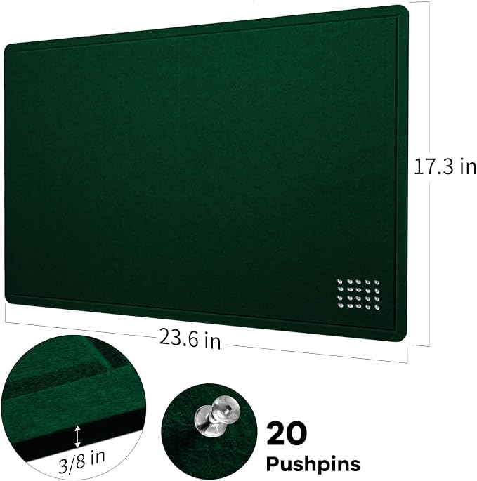 Felt Bulletin Board 24x18 inches, Decorative Pin Board for Home & Office | Cork Board Alternative for Wall with Push Pins, Display Mood Board for Photos, Notes & Reminders