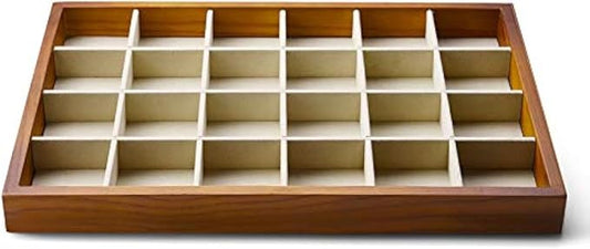 Oirlv Solid Wood Jewelry Tray,Jewelry Drawer Organizer,24 Grid(Cream) | Stackable Design,for Jewelry Necklaces Earrings and Rings,Organizing and Presentinge Legantly on Dressers&in Dresser