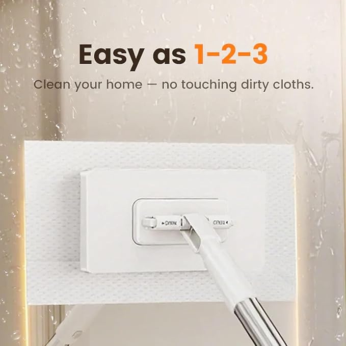Snap Grip Mini Mop, 2026 Upgraded Disposable Dust Mop, Zero Touch Mini Mops, Convenient Cloth Changing Mops for Kitchen Counter, Foldable 100cm Adjustable Long Handle Mopping Stick (1*mop+5*Cloth)