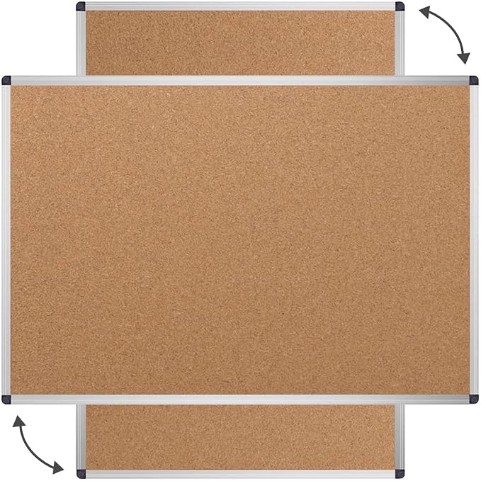 VIZ-PRO Cork Notice Board, 18 X 12 Inches, Cork Bulletin Board with Silver Aluminium Frame