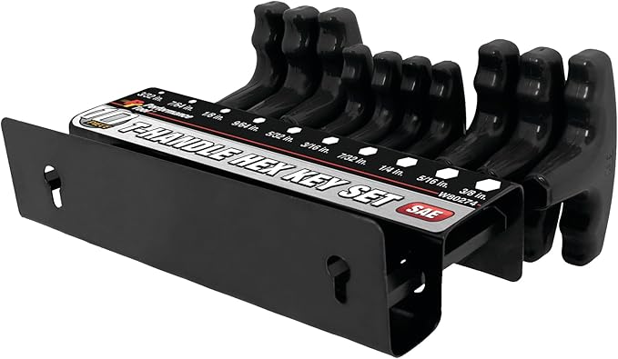 Performance Tool W80274 10-Piece SAE T-Handle Allen Wrench Set, Long Arm Hex Key Wrench Set (Pack of 10)