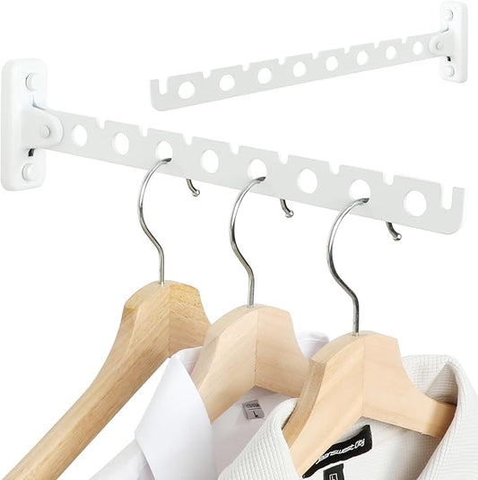 Alise Clothes Drying Racks Wall Mounted Coat Hangers,White,2 Pcs | Foldable Hangers Clothes Hook Closet Storage Organizer,Swivel Space Saving Clothes Hanger Rack for Bedroom Bathroom Laundry