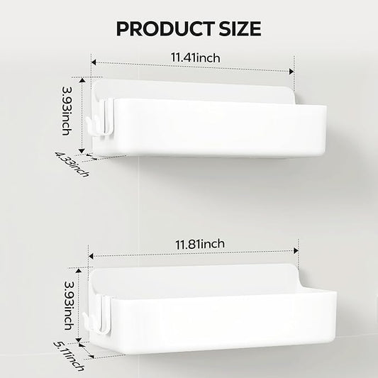 Nieifi Adhesive Wall Shelf, Shower Shelves, Shower Organizer for Bathroom Organization (White, 2 pieces)