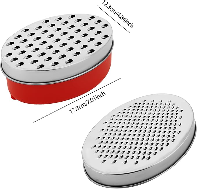 Kunovo Cheese Grater With Airtight Storage Container,cheese shredder&vegetable grater，Box Grater (1-Red)