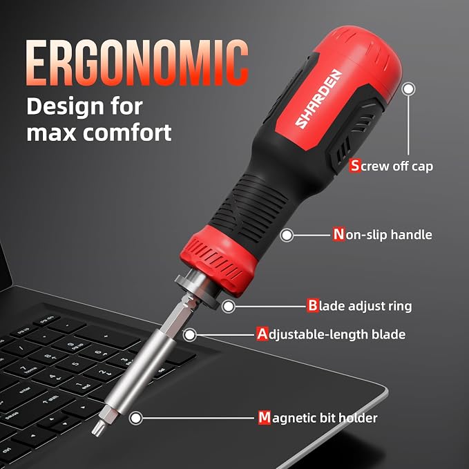 Multi ScrewDriver Set 26 in 1 All in One Adjustable Screw Driver | Telescoping Screw Driver with 12 Double Ended CRV Bits Phillips Slotted Torx Hex Portable Repair Kit for Home Bike Computer