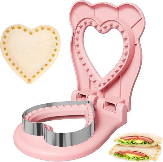 Sandwich Cutters for Kids Lunch, Breakfast Crustless Sandwich Maker | Sandwich Cutter and Sealer Heart Cookie Cutter Bread Decruster Lunch Box Accessories for Kids Children Adult