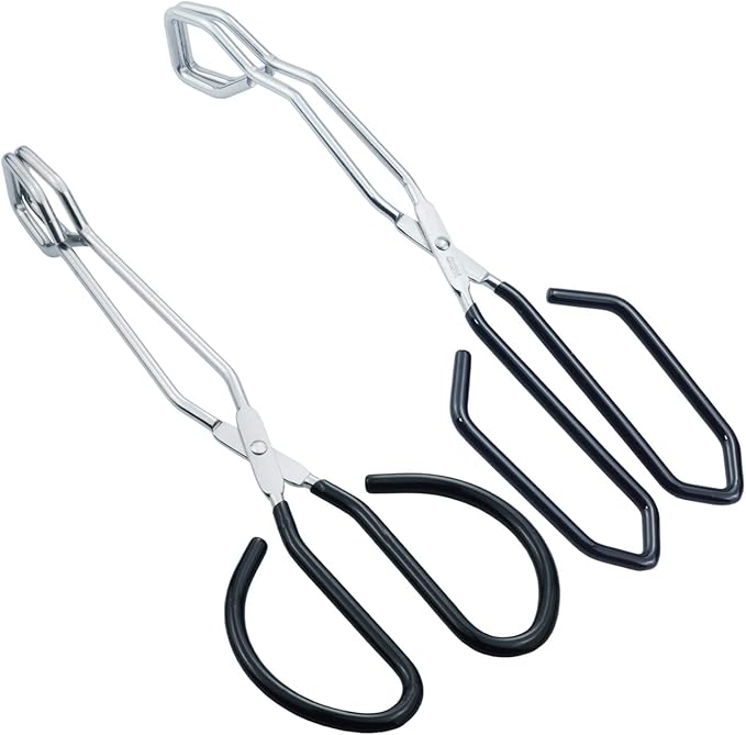 HINMAY Scissor Style Tongs 10-Inch and 11-Inch Set Stainless Steel Wire Tongs, Set of 2