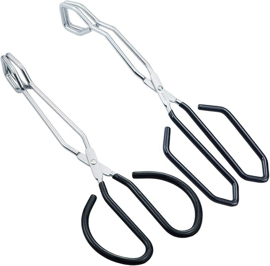 HINMAY Scissor Style Tongs 10-Inch and 11-Inch Set Stainless Steel Wire Tongs, Set of 2