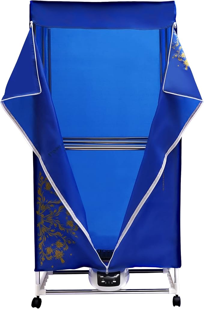 Portable Clothes Dryer 1200-1500W Electric Clothes Drying with Remote Control, Folding Wardrobe Drying Machine for Home, Dormitory, Hotel, Timing Function, 3 Gears Adjustment