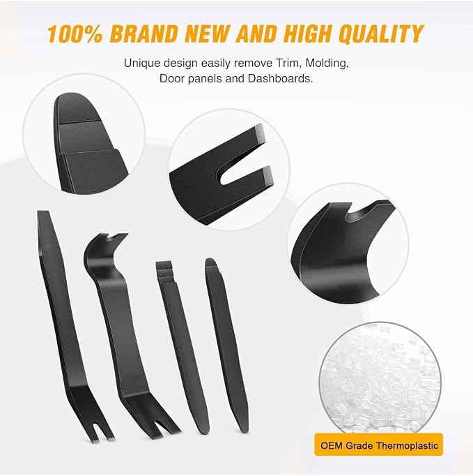 GOOACC 5 PCS Nylon Auto Trim Removal Tool Kit No-Scratch | Removal Tool Kit for Car Clip Panel & Audio Dashboard Dismantle Black