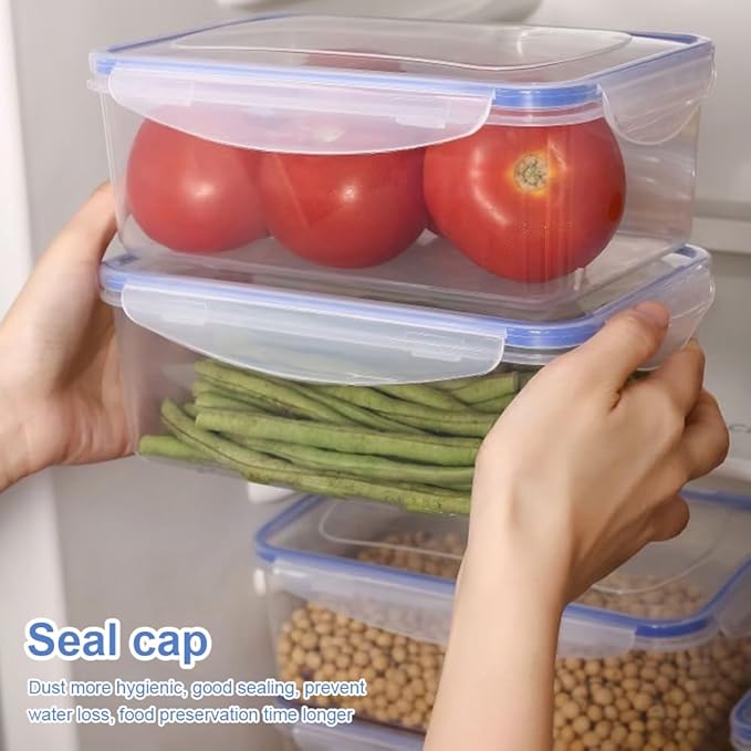 4 Pack Refrigerator Organizers and Storage,Stackable Refrigerator Organizer Bins with Lids,Clear Plastic Food Storage Bins for Kitchen, for Fruit, Vegetable, Food, Drinks, Cereals(COLOR:Transparent)