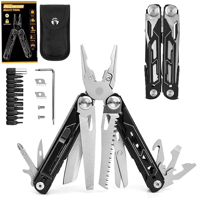 Multitool with Pocket Knife,28-in-1 Stainless Steel Needle Nose Pliers
