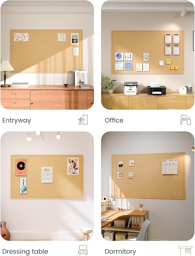 Fluxynara 59" x 35.4" Large Bulletin Board, Mustard Yellow | Cork Board Alternative with 24 Removable Adhesive Tabs, Foldable Felt Pin Board for Home, Office, Classroom & Dorm