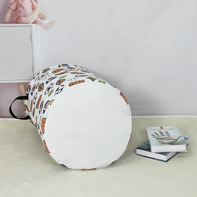Round Laundry Basket Collapsible Storage Hamper Organizer Colorful Balls | Waterproof Canvas Foldable Baskets with sturdy Handles Multi-scene Organizer for Home Play Bedroom Gift Bin