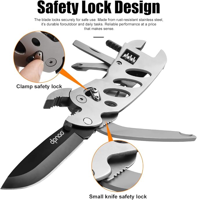 Multitool Wrench With 7 Tools/Pliers/Wire Cutter/Flat Screwdriver/Phillips Screwdriver/Portable Folding Multifunctional Adjustable Multi Purpose Stainless Steel Tool