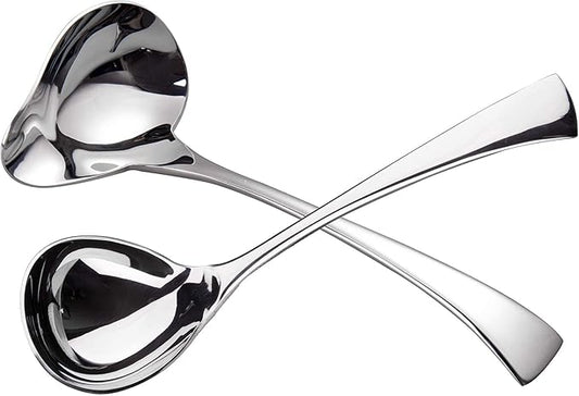 IMEEA 2-Piece Small Ladle Set, 7" Drizzle Spoon with Pour Spout 7.6" Serving Ladle, 18/10 Stainless Steel for Gravy, Sauces & Dressing