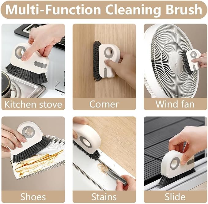 2-in-1 Window Groove Cleaning Brush, Window Sill Track Cleaner Tool, Scratch-Free Deep Cleaning Brush for Sliding Door, Shower Door Sills and Household Narrow Gaps, 2 Pack Gray