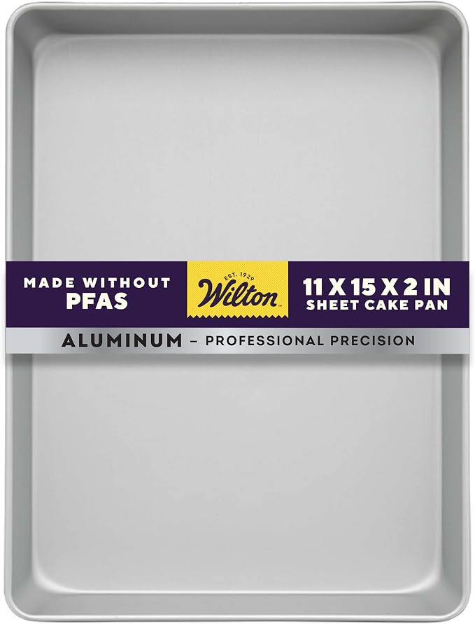 Wilton 11 x 15 Inch Aluminum Baking Sheet Pan, 2-Inch Deep Cake Pan, Even Heating, Rust-Resistant, Professional Quality, Packaging May Vary