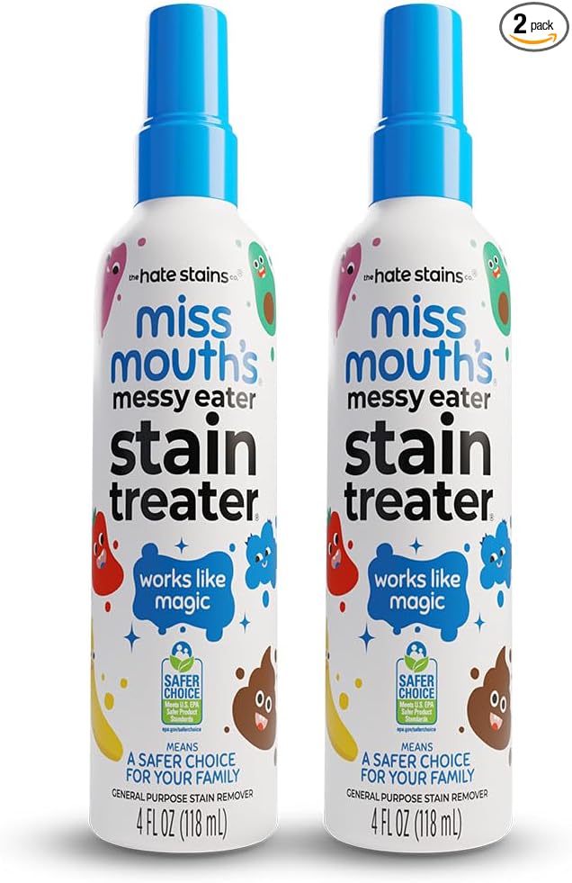 Miss Mouth's Messy Eater Stain Treater, Laundry Stain Remover, 2 Pack | Newborn & Baby Essentials; Cleans Off Food, Grease, Coffee; Use on Laundry, Underwear, Fabric