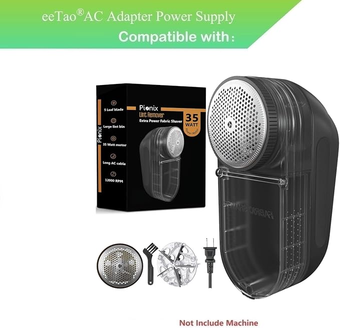 18V Adapter for Pionix FD98-2 Extra Power Fabric Shaver - 35W Electric Lint Remover for Clothes DC18V 2A Replacement Power Supply Charger Cable Cord