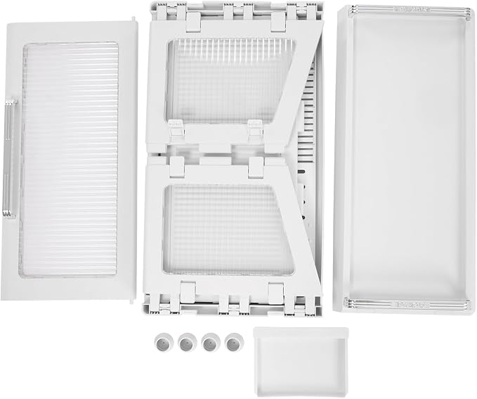 Dish Drying Rack with Lid Cover - 2-Tier Foldable Drain Board, 33lb Capacity Countertop Organizer for Plates, Bowls & Utensils, Space Saving Kitchen Storage (Clear White)