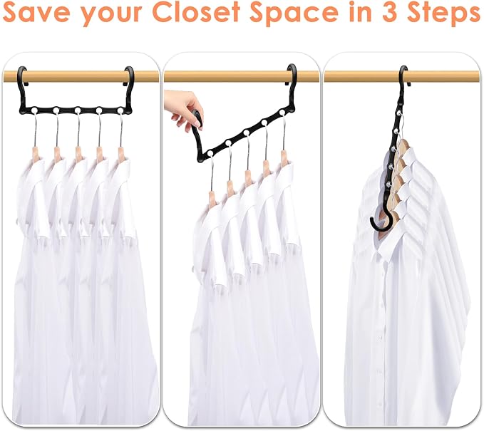 Magic Clothes Hangers Space Saving, Premium Closet Organizers and Storage, Sturdy Plastic Cascading Hanger with 360° Swivel Hooks for 20 Heavy Clothes, College Dorm Room Essentials for Girls, 4 Pack