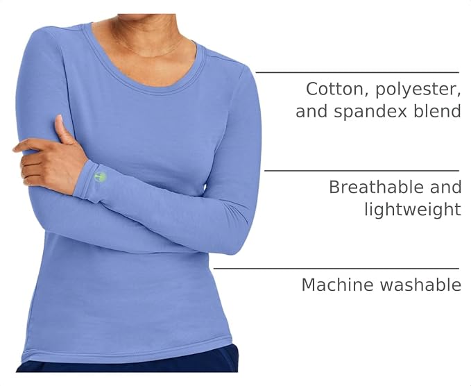 Healing Hands Underscrub Long Sleeve Women Knits Scrub Tops | Soft Cotton Blend Knit, Breathable Stretch Comfort, Machine Wash, Easy Care Fabric, Ideal For Layering Under Scrubs