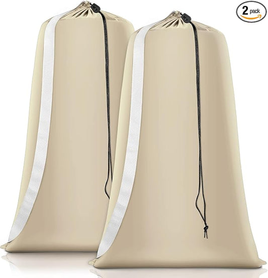 Coomee Heavy Duty Laundry Bag, 2 Pack XL Nylon Laundry Bags with Straps | Extra Large Laundry Bags, Drawstring Closure, Washable Large Dirty Clothes Organizer, Travel Bag Fits a Laundry Hamper