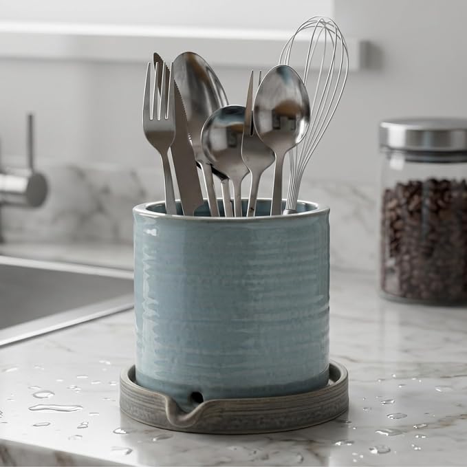 GUTE Utensil Holder Drying Strainer - Sink Utensils Rack, Cutlery Drying , 6x5x5, Silverware Organizer Drainer Basket Caddy, Kitchen Dryer Countertop Cooking Drain - Also For Bathroom Toothbrushes