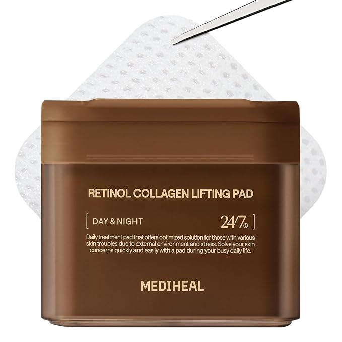 MEDIHEAL Toner Pads - Retinol Collagen Lifting Pad (100 counts) for Skin Rejuvenation & Firming - Lifting Pads for Enhancing Skin Texture - Vegan Stretchable Lifting Fabric, Korean Skin Care | with Retinol | Skin Firming, Smooth Skin Texture | Stretcha...