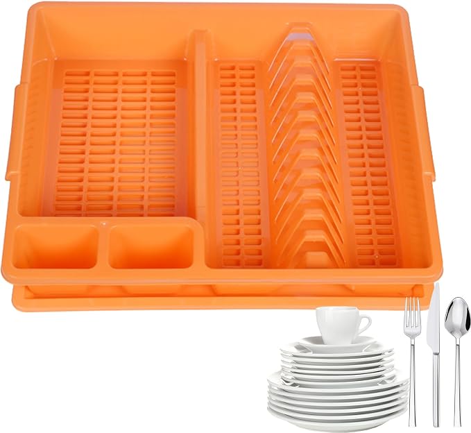 Multifunctional Dish Drainer Rack, Space Saving Plate Drying Organizer, Lightweight Function for Kitchen Countertops, Chopsticks Bowls Plates Spoons Cups Family Cooking Needs