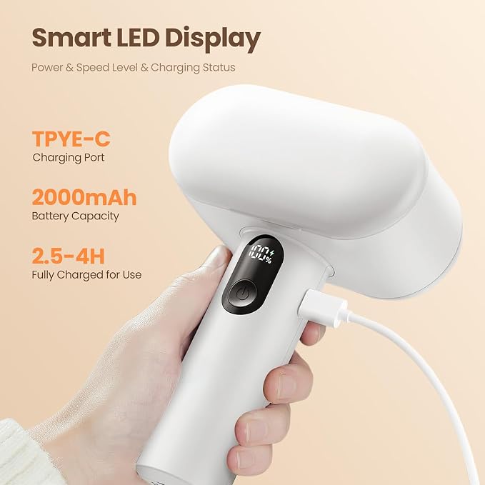 Mosthink Fabric Shaver, 2-in-1 Electric Lint Remover & Build-in Lint Brush | Dual-Head Lint shaver for Clothes Furniture | 3-Speed Fuzz & Pilling Remover | Sweater Shaver with LED Display | Rechargeable