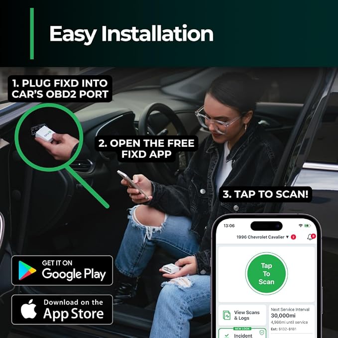 FIXD Bluetooth OBD2 Scanner - Car Diagnostic Check Engine Code Reader | Value 3-Pack | iPhone/Android compatible | Automotive scan tool for repairs + buying | Enhanced manufacturer data