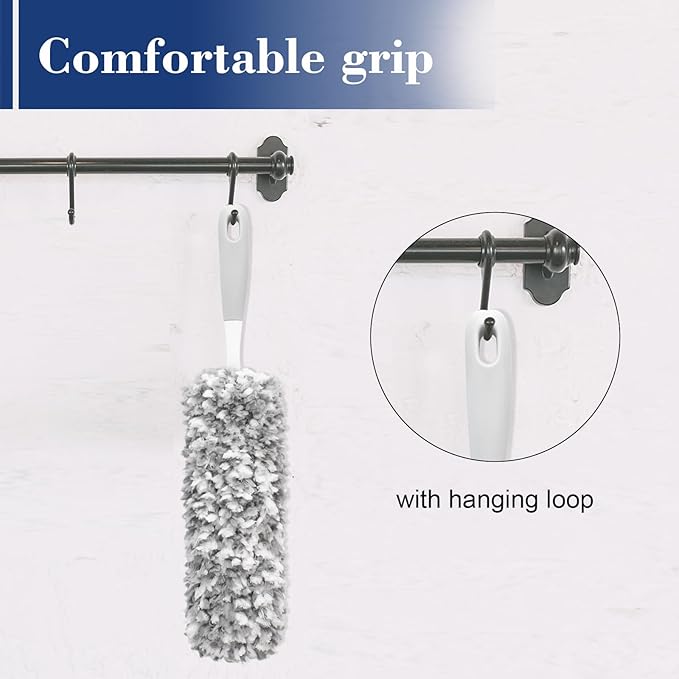 Bryquelin 17.3" Handheld Microfiber Dusters for Cleaning-Detachable & Washable Head, for Furniture, Keyboards, Car Interiors, and Delicate Surfaces