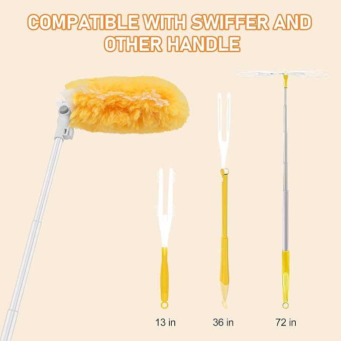 SetSail 6 ft Extendable Duster Handle Compatible with Swiffer Duster | 20 Refills Heavy Duty Disposable Duster Refill for Cleaning Multi Surface 360° Duster Cleaner Kit for Ceiling Fan, Blind