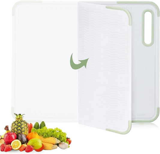 All-in-One Foldable Cutting Board Portable for Camping or Daily Use | with Ruler, Non-Slip Base & Reversible Sides, Space Saving Kitchen Board, Dishwasher Safe