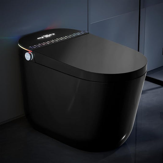 WinZo Smart Toilet,Modern Smart Toilet with Bidet Built In with Foot Sensor,Tankless Toilets Auto Open/Close Lid with Dryer,ADA Comfort Height Heat Seat,Instant Warm Water,Power Outage and Flush Black