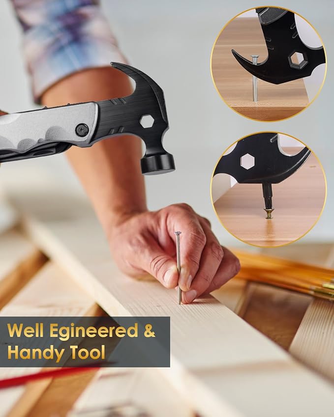 Mens Gifts Camping Tools Gadgets, Multitool Hammer Gift for Dad Boyfriend | Christmas Stockings Stuffers Gifts for Men Dad, Camping Outdoor Gadgets, Unique Idea Present for Women Adult Birthday Holiday