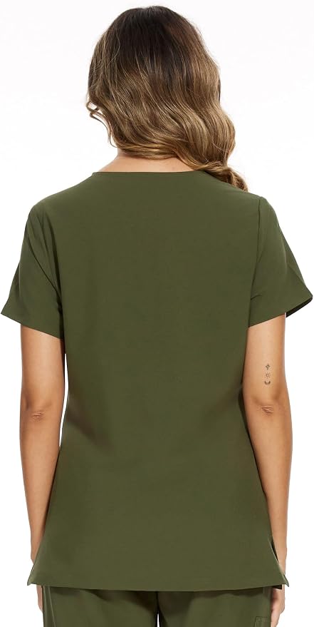 Scrubs Tops for Woman - Soft Stretch, V-Neck Tops | 3 Pockets, Side Split Design, Short Sleeve, Breathable & Lightweight Nursing Shirt, Easy-Care Fabric for All-Day Comfort