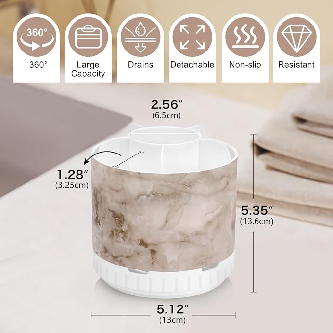 GFWARE Marble Toothbrush Holders - 360° Rotating Detachable 6 Slots Kids Electric Toothbrush and Toothpaste Holde for Bathroom Accessories Organization Countertop Vanity Sink Storage