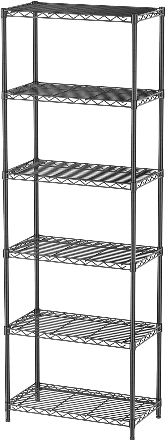 Golpart 6Tier Adjustable Storage Shelves Metal Wire Shelving Standing Shelf | Utility Heavy Duty Unit Rack Closet Organize for Home Kitchen Laundry Room Organization Pantry 12"Dx22"Wx69"H Black