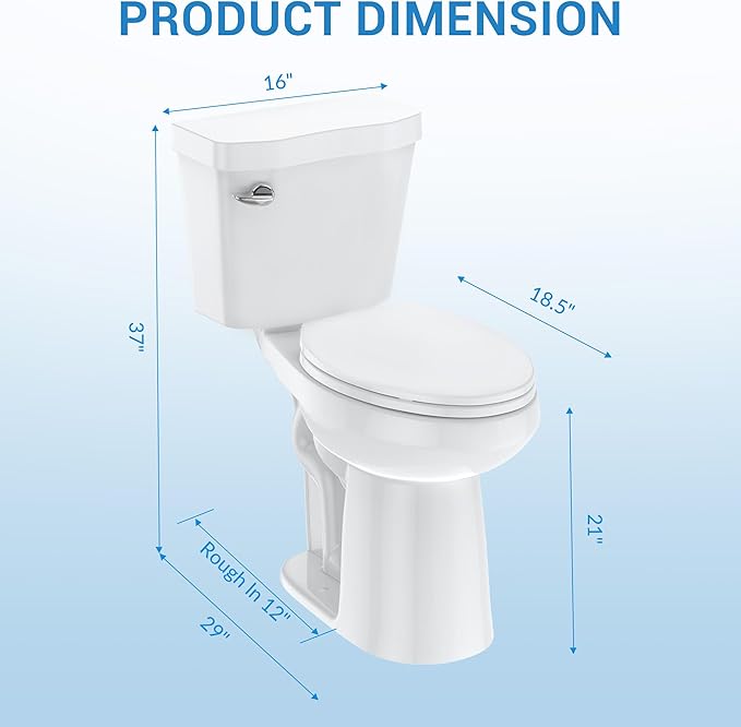 Two-Piece Toilets for Bathrooms, Extra Tall Toilet with 21" Height, Elongated with Soft Close Seat, Power Flush 1.28 GPF
